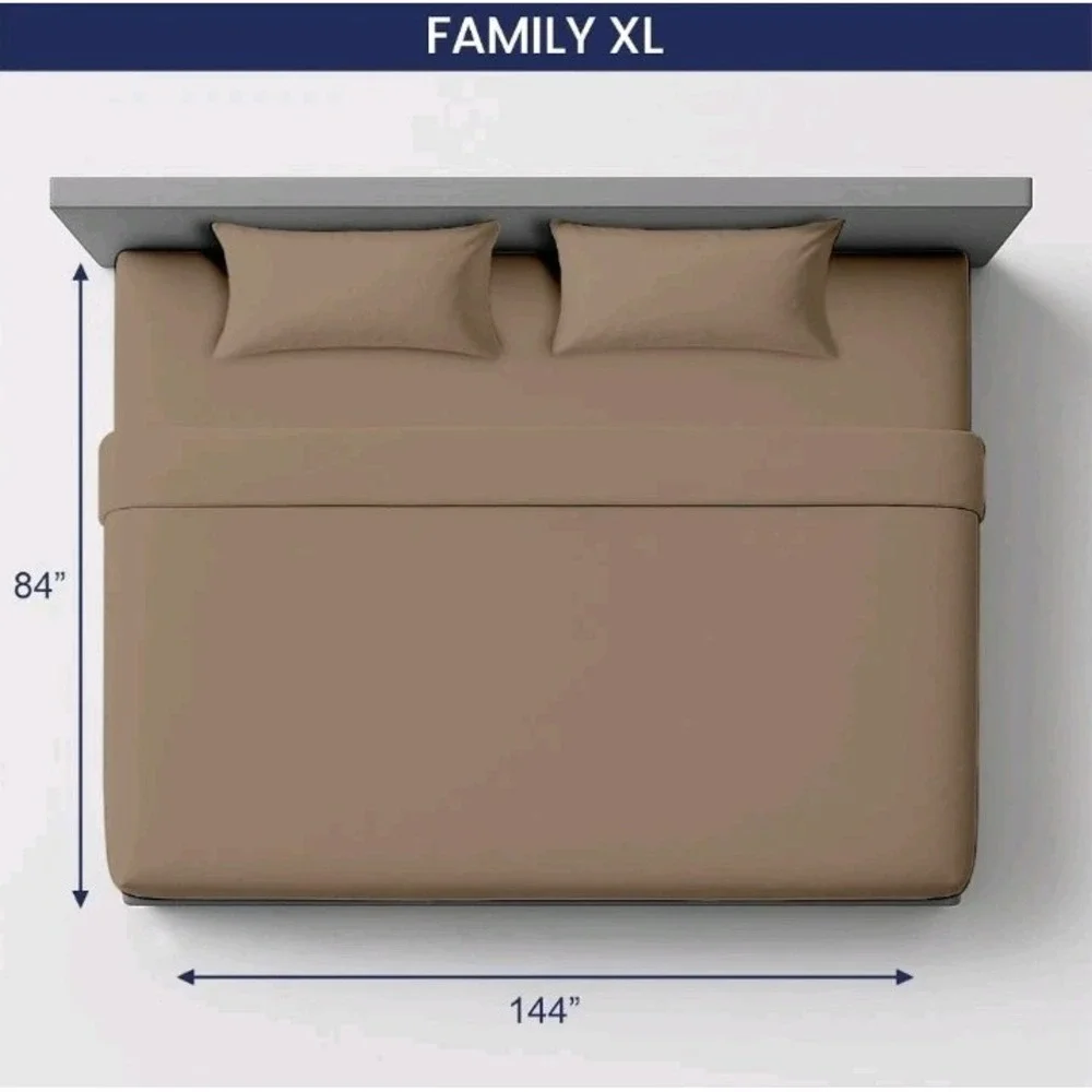 600 TC Cotton 4 PC RSheet Set Solid White Family King XL‎ 144X84 Oversize Taupe